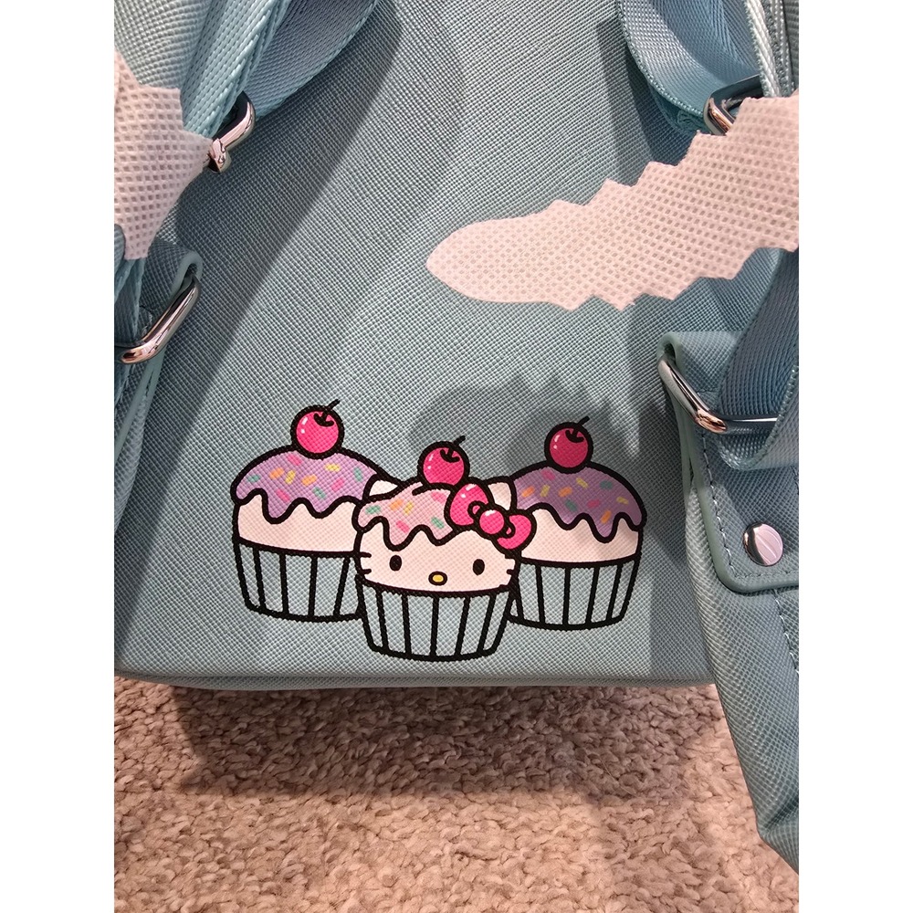 Loungefly Sanrio Hello Kitty Cupcake Mini Backpack Blue Pink Vegan Leather NWT - Picture 4 of 6